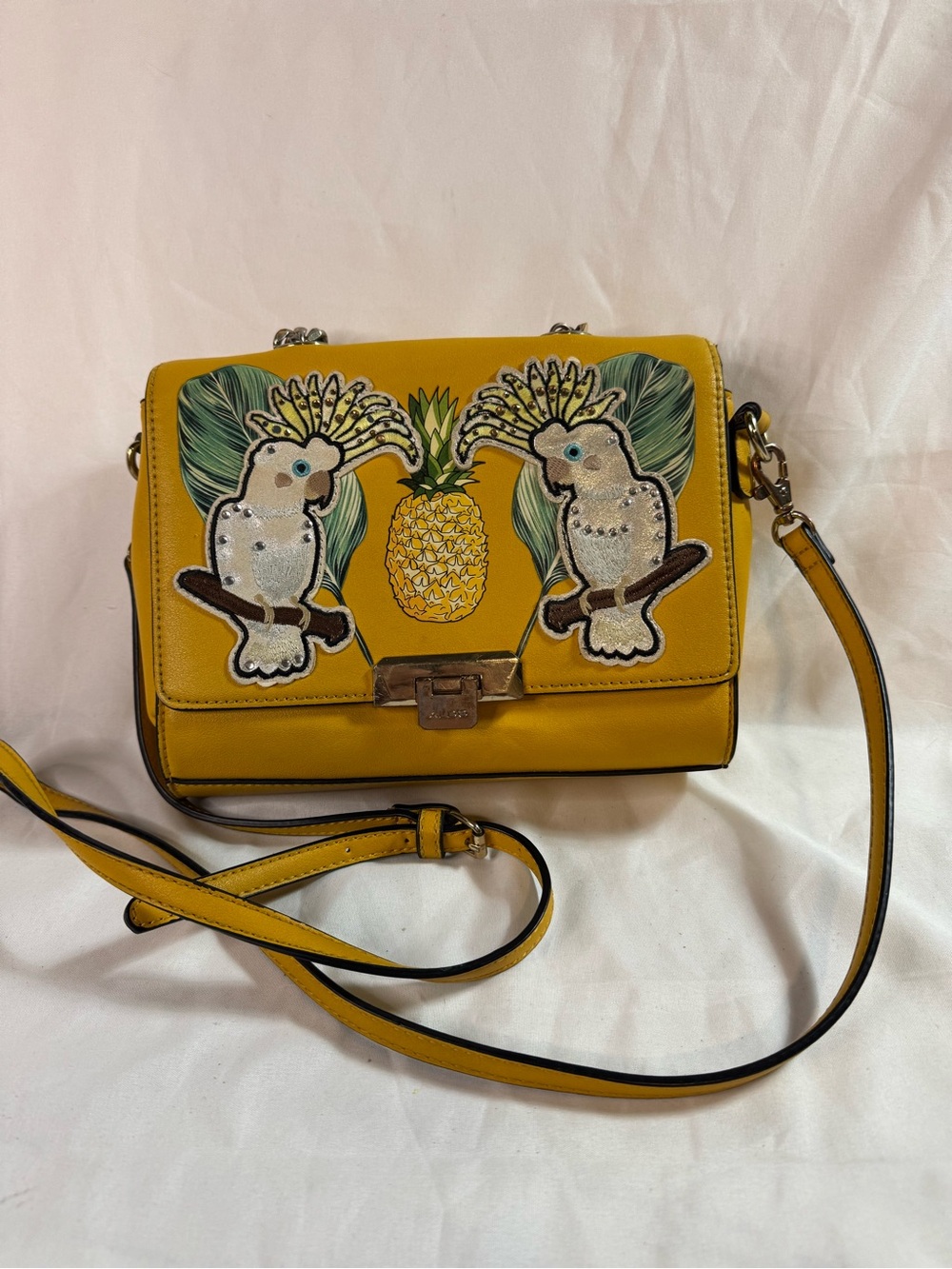 ALDO Cockatoo Parrot Pineapple Crossbody Top Handle Novelty Tropical Bag